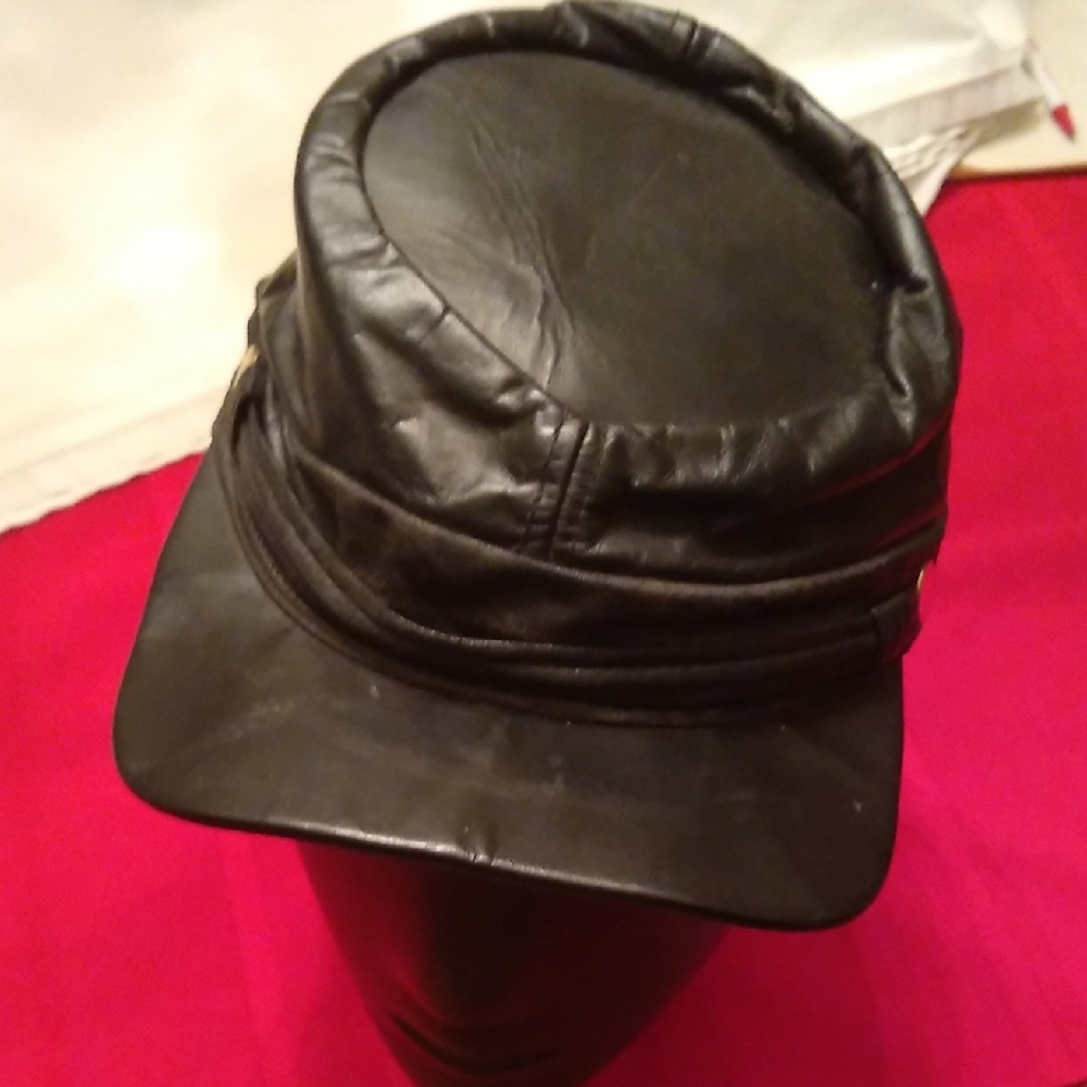 Black Leather Rebel Cap, #43 - Picture 2 of 8